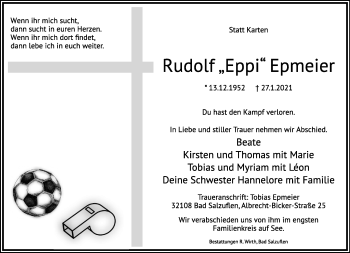Anzeige  Rudolf Epmeier  Lippische Landes-Zeitung