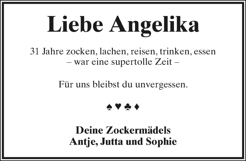  Traueranzeige für Angelika Küther vom 13.02.2021 aus Lippische Landes-Zeitung