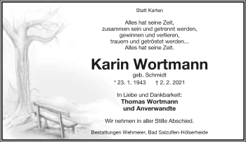 Anzeige  Karin Wortmann  Lippische Landes-Zeitung