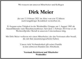 Anzeige  Dirk Meier  Lippische Landes-Zeitung