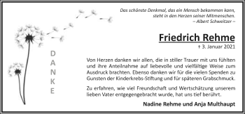Anzeige  Friedrich Rehme  Lippische Landes-Zeitung