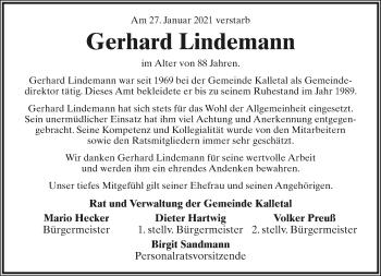 Anzeige  Gerhard Lindemann  Lippische Landes-Zeitung