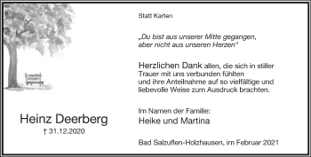 Anzeige  Heinz Deerberg  Lippische Landes-Zeitung