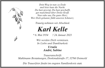 Anzeige  Karl Kelle  Lippische Landes-Zeitung