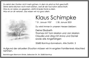 Anzeige  Klaus Schimpke  Lippische Landes-Zeitung