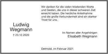 Anzeige  Ludwig Wegmann  Lippische Landes-Zeitung