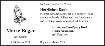 Anzeige  Marie Böger  Lippische Landes-Zeitung