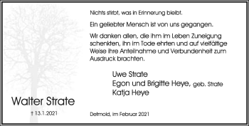 Anzeige  Walter Strate  Lippische Landes-Zeitung