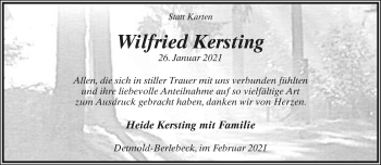 Anzeige  Wilfried Kersting  Lippische Landes-Zeitung