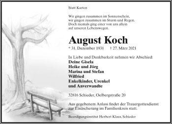 Anzeige  August Koch  Lippische Landes-Zeitung
