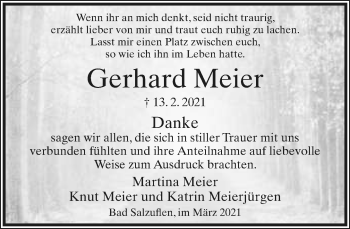 Anzeige  Gerhard Meier  Lippische Landes-Zeitung
