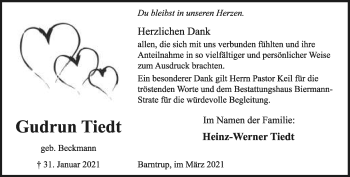 Anzeige  Gudrun Tiedt  Lippische Landes-Zeitung
