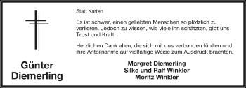Anzeige  Günter Diemerling  Lippische Landes-Zeitung