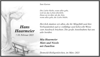 Anzeige  Hans Haarmeier  Lippische Landes-Zeitung
