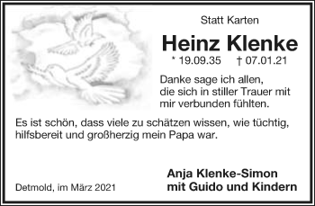 Anzeige  Heinz Klenke  Lippische Landes-Zeitung