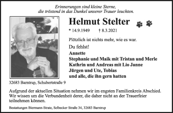 Anzeige  Helmut Stelter  Lippische Landes-Zeitung