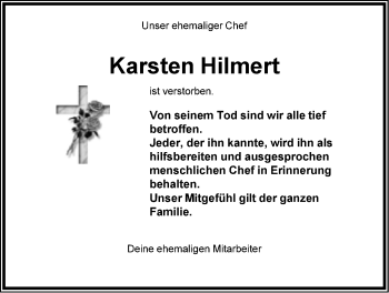 Anzeige  Karsten Hilmert  Lippische Landes-Zeitung