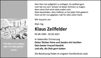 Anzeige  Klaus Zeilfelder  Lippische Landes-Zeitung
