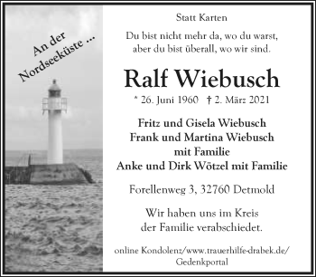 Anzeige  Ralf Wiebusch  Lippische Landes-Zeitung