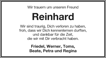 Anzeige  Reinhard Humke  Lippische Landes-Zeitung
