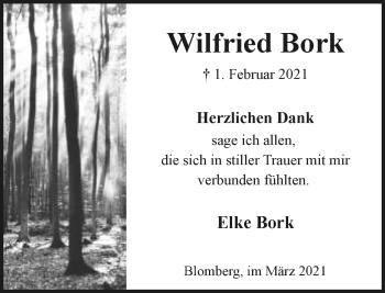 Anzeige  Wilfried Bork  Lippische Landes-Zeitung