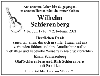 Anzeige  Wilhelm Schierenberg  Lippische Landes-Zeitung