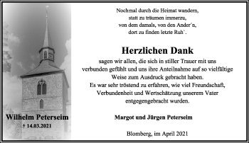 Anzeige  Wilhelm Peterseim  Lippische Landes-Zeitung