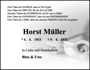 Anzeige  Horst Müller  Lippische Landes-Zeitung