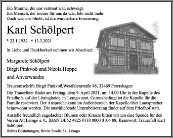 Anzeige  Karl Schölpert  Lippische Landes-Zeitung