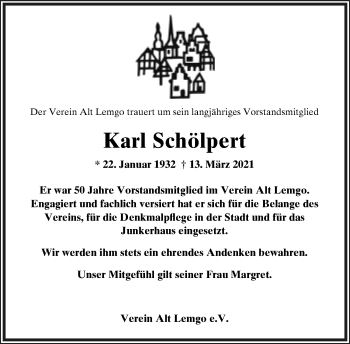 Anzeige  Karl Schölpert  Lippische Landes-Zeitung
