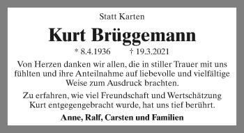 Anzeige  Kurt Brüggemann  Lippische Landes-Zeitung