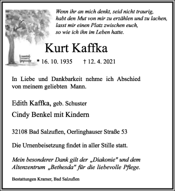 Anzeige  Kurt Kaffka  Lippische Landes-Zeitung
