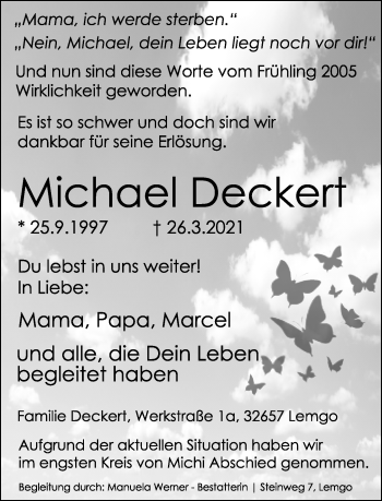Anzeige  Michael Deckert  Lippische Landes-Zeitung