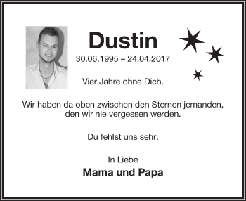 Anzeige  Dustin Janzen  Lippische Landes-Zeitung
