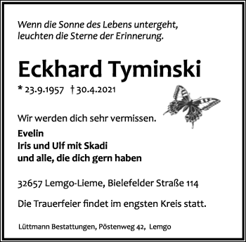 Anzeige  Eckhard Tyminski  Lippische Landes-Zeitung