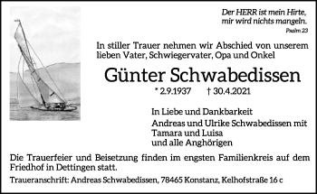 Anzeige  Günter Schwabedissen  Lippische Landes-Zeitung