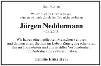 Anzeige  Jürgen Neddermann  Lippische Landes-Zeitung