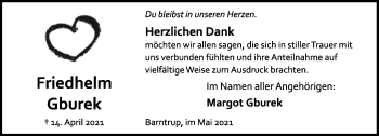 Anzeige  Friedhelm Gburek  Lippische Landes-Zeitung