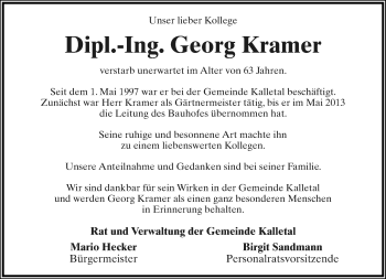 Anzeige  Georg Kramer  Lippische Landes-Zeitung