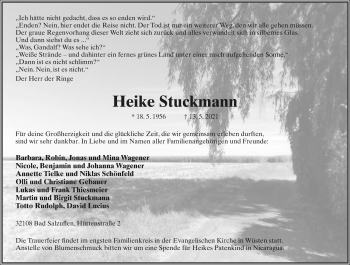 Anzeige  Heike Stuckmann  Lippische Landes-Zeitung