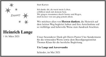 Anzeige  Heinrich Lange  Lippische Landes-Zeitung