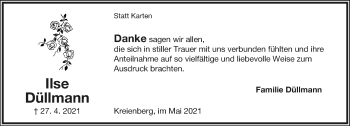 Anzeige  Ilse Düllmann  Lippische Landes-Zeitung
