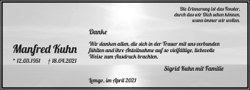 Anzeige  Manfred Kuhn  Lippische Landes-Zeitung