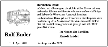 Anzeige  Rolf Ender  Lippische Landes-Zeitung
