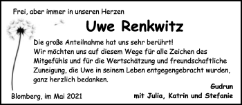 Anzeige  Uwe Renkwitz  Lippische Landes-Zeitung