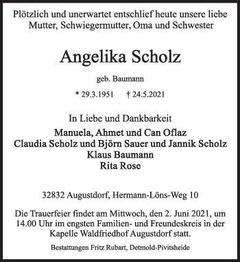 Anzeige  Angelika Scholz   LZ