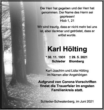 Anzeige  Karl Hölting  Lippische Landes-Zeitung