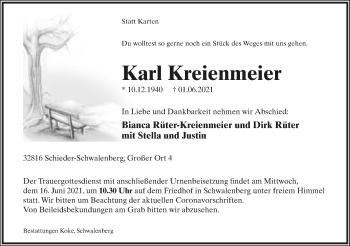 Anzeige  Karl Kreienmeier  Lippische Landes-Zeitung
