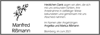 Anzeige  Manfred Rißmann  Lippische Landes-Zeitung