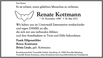 Anzeige  Renate Kottmann  Lippische Landes-Zeitung